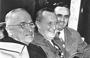 Campaigning with President Truman, Benton, and Congressman Abraham Ribicoff